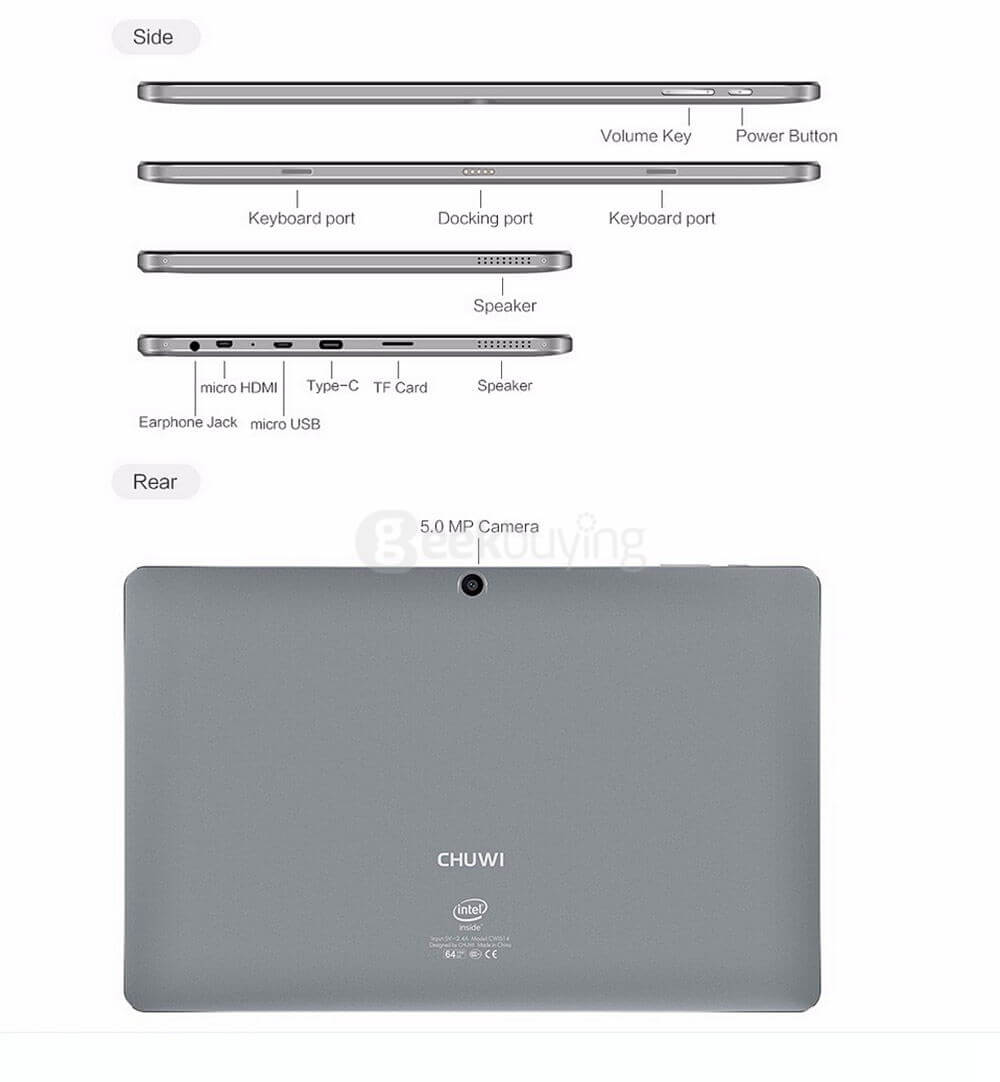 [Package B]CHUWI HiBook Pro Intel Cherry Trail Z8300 10.1 inch Dual OS 2in1 Tablet (Gray) + Chuwi Protective Case (Gray)