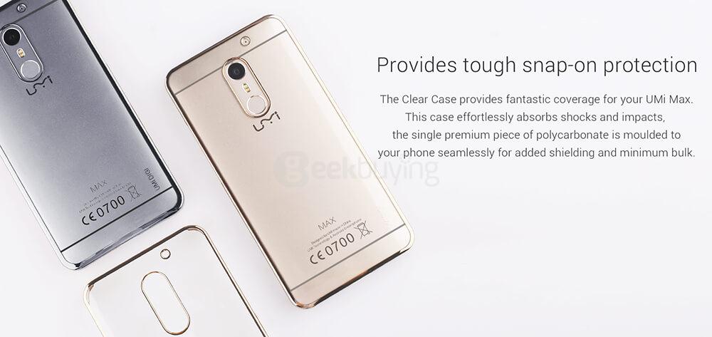 [HK Stock]Original UMI Transparent Hard PC Case Protective Phone Cover Back Case For UMI MAX Smartphone - Transparent Gold