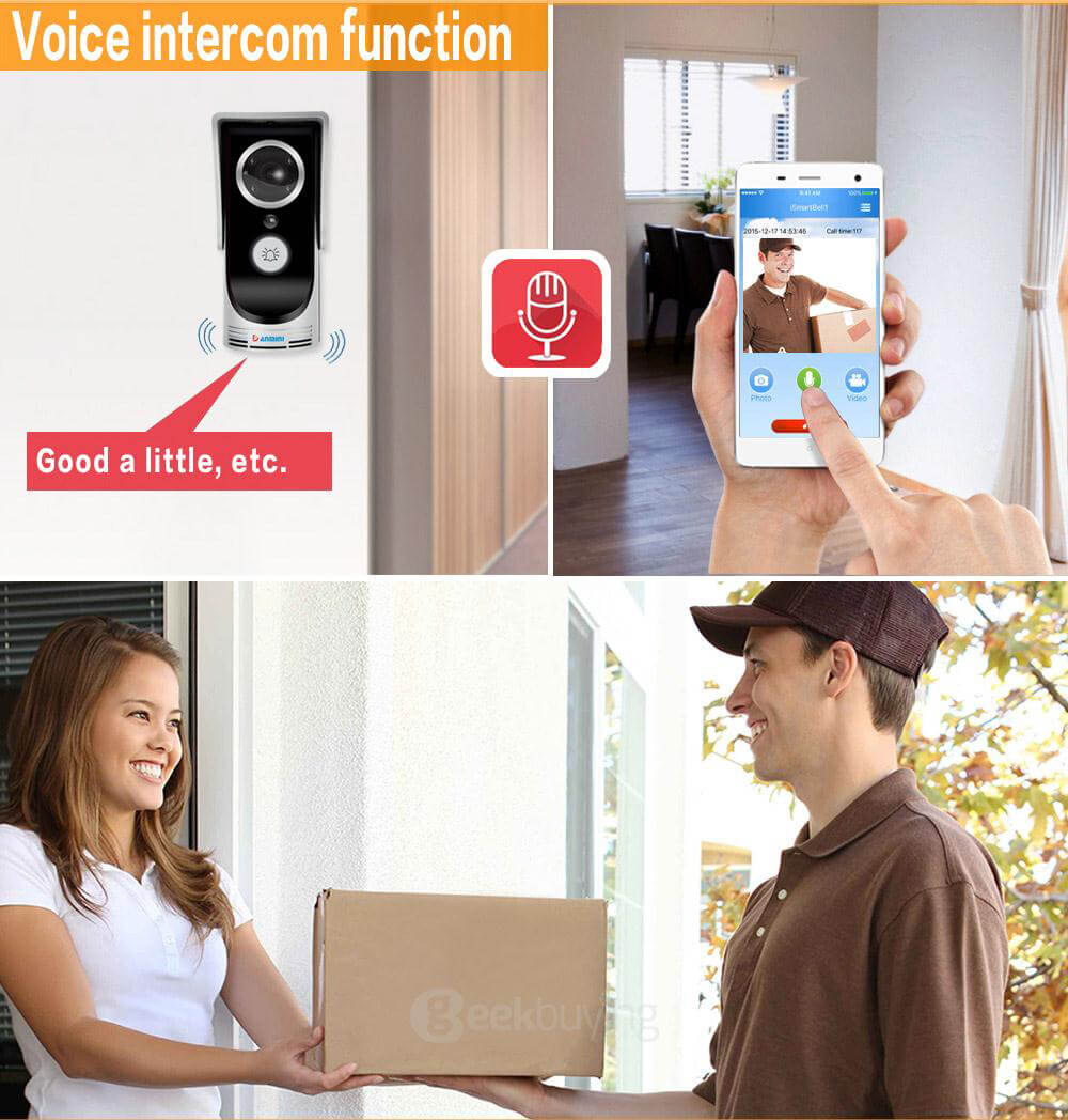 WF-Doorbell-I WIFI Video Door Phone Intercom Doorbell Home Security Camera Monitor Remote Unlock with Night Vision - Silver