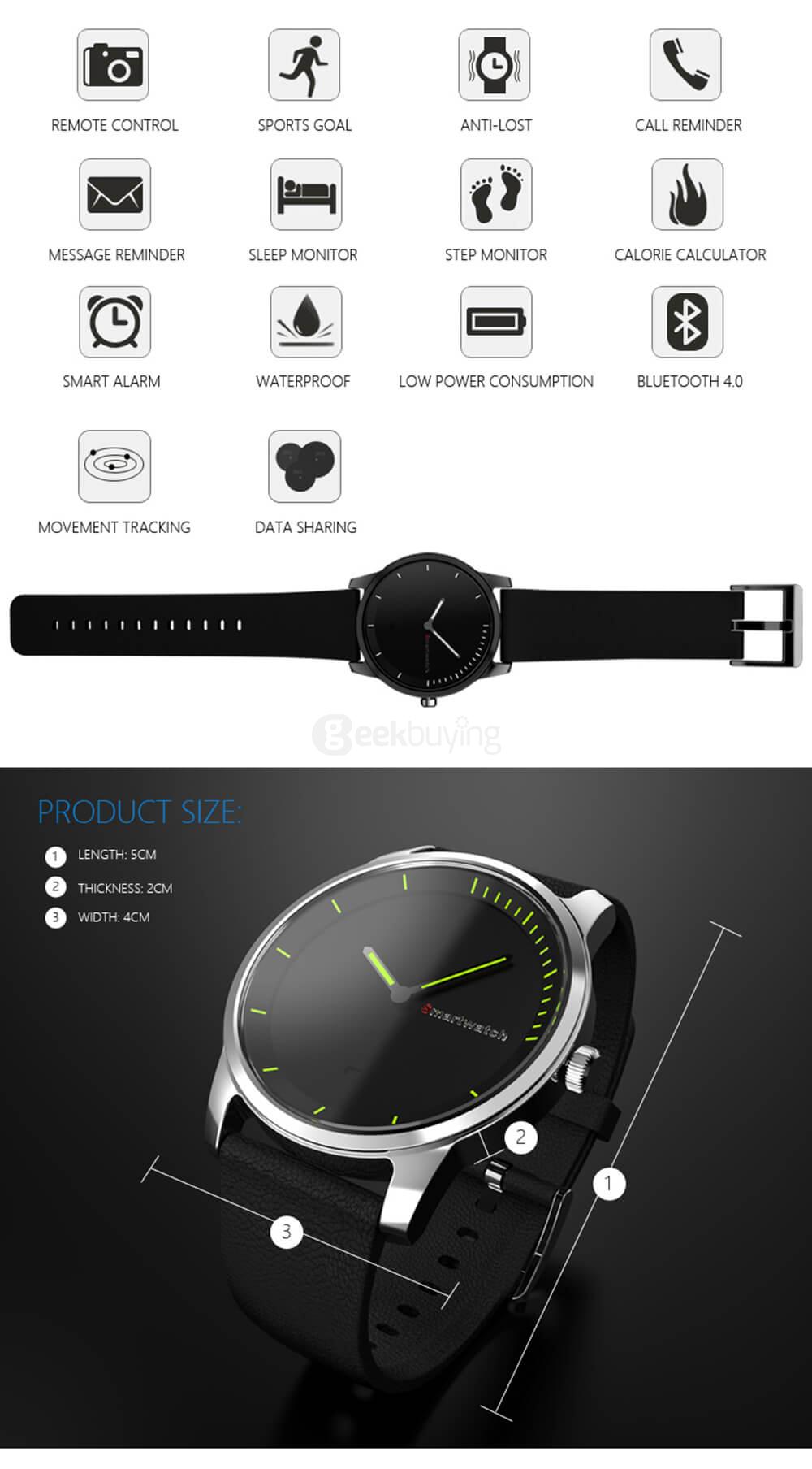 N20 Bluetooth 4.0 Quartz Movement Smart Watch Silver