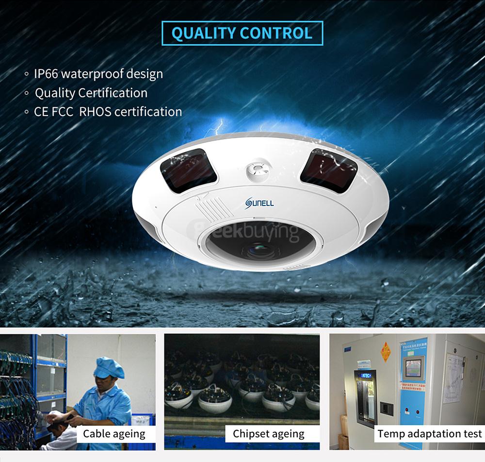 SUNELL SN-IPV56/60HD 6MP Fish Camera 360 Degree Panoramic IR Range 10m IP66 Waterproof Night Vision Camera