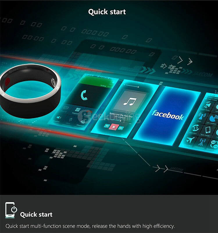 Jakcom R3 Smart Magic Ring App Enabled NFC Technology Health Module Waterproof Dust-proof Fall-proof For Android iOS Smartphones Size 12 - Black