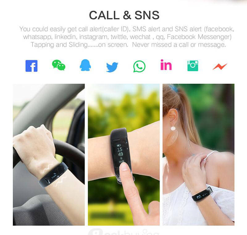 Makibes ID101 Smart Bracelet Bluetooth 4.0 Heart Rate Monitor Pedometer Sleep Tracker Call Reminder Remote Camera Anti-lost for Android iOS - Black