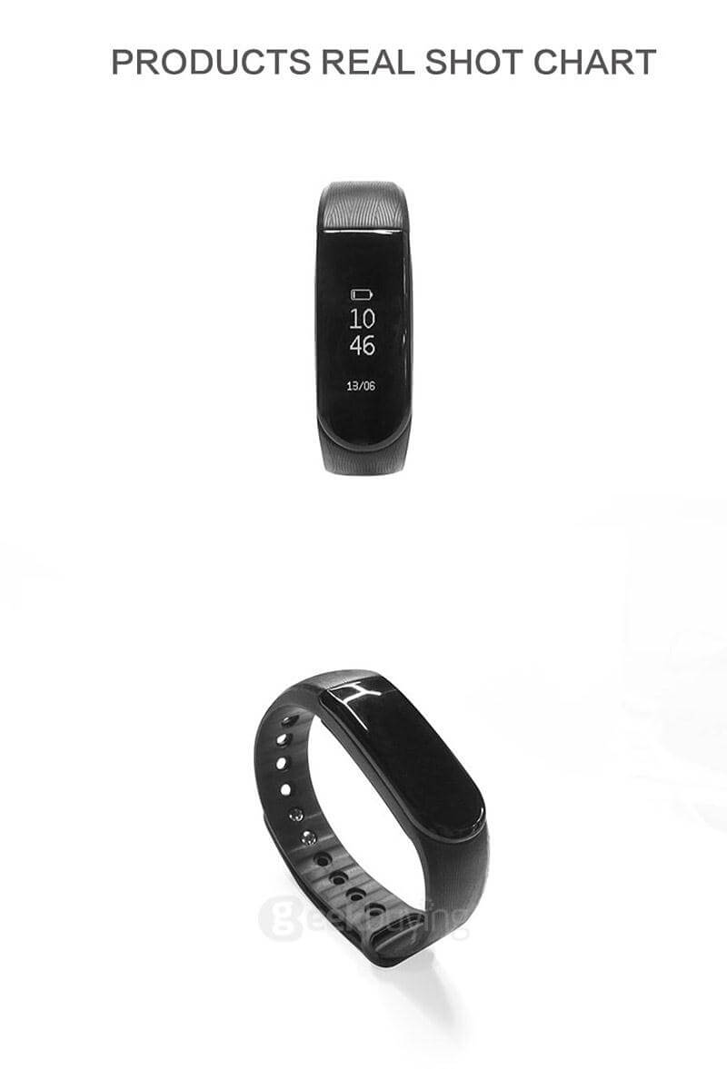 Makibes ID101 Smart Bracelet Bluetooth 4.0 Heart Rate Monitor Pedometer Sleep Tracker Call Reminder Remote Camera Anti-lost for Android iOS - Black
