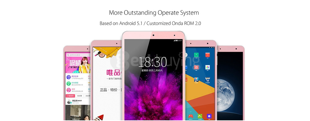 Onda V80 SE Tablet PC 8.0 inch Android 5.1 2GB/32GB Allwinner A64 1.3Ghz Quad Core IPS Screen 1920*1200 - Pink