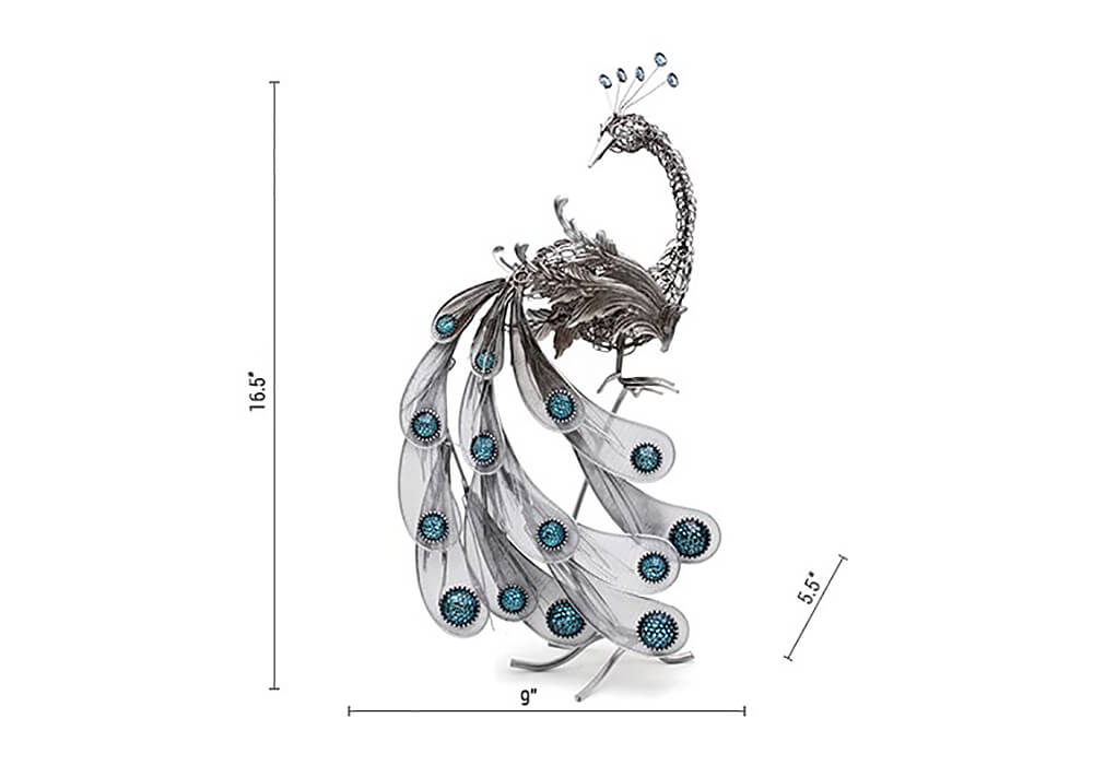 [US 1 Stock] 8PCS ss12724 Metal Gorgeous Peacock Figurine Collection for Home Decoration Table Centerpiece Ornament Crafts