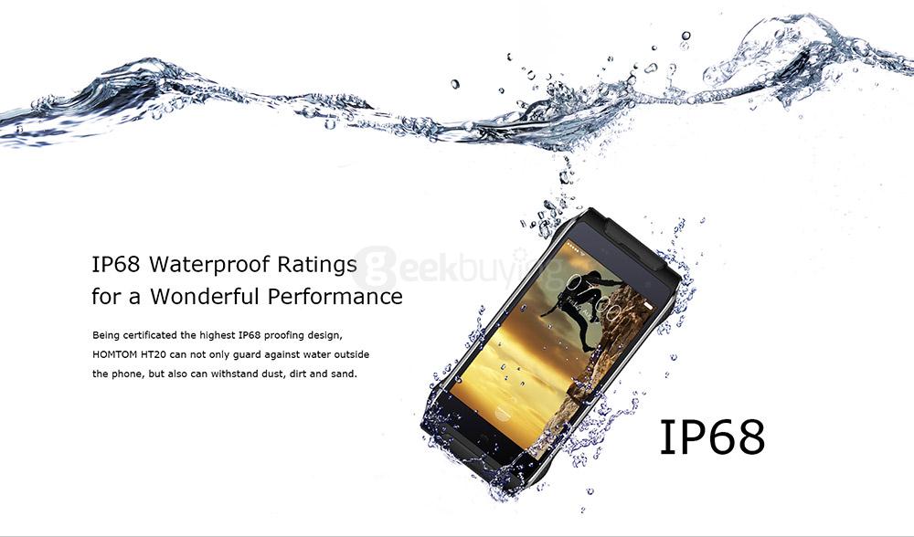 [HK Stock]HOMTOM HT20 IP68 Waterproof 4.7inch HD Android 6.0 4G LTE Rugged Phone MT6737 Quad Core 1.3GHz 2GB 16GB 13.0MP TOUCH ID OTG Hotknot - Green