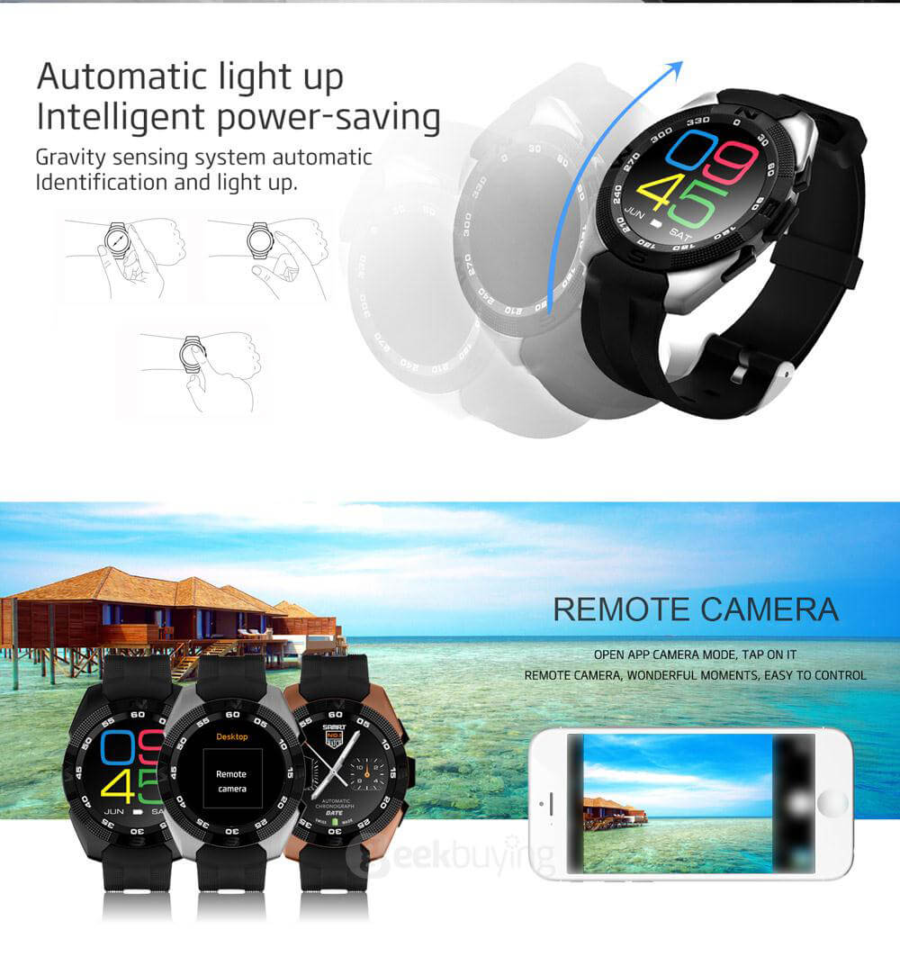 NO.1 G5 Smart Watch MTK2502 Heart Rate Monitor Fitness Tracker Call SMS Reminder Remote Camera Sapphire Crystal Dial for Android iOS - Silver
