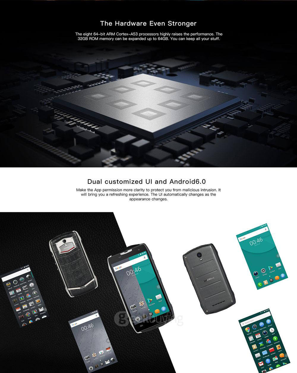 [HK Stock]Doogee T5 5.0inch HD IPS 4G LTE Android 6.0 Waterproof IP67 Rugged Smartphone MT6753 Octa Core 3GB 32GB 13.0MP 4500mAh OTG Hotknot - Black