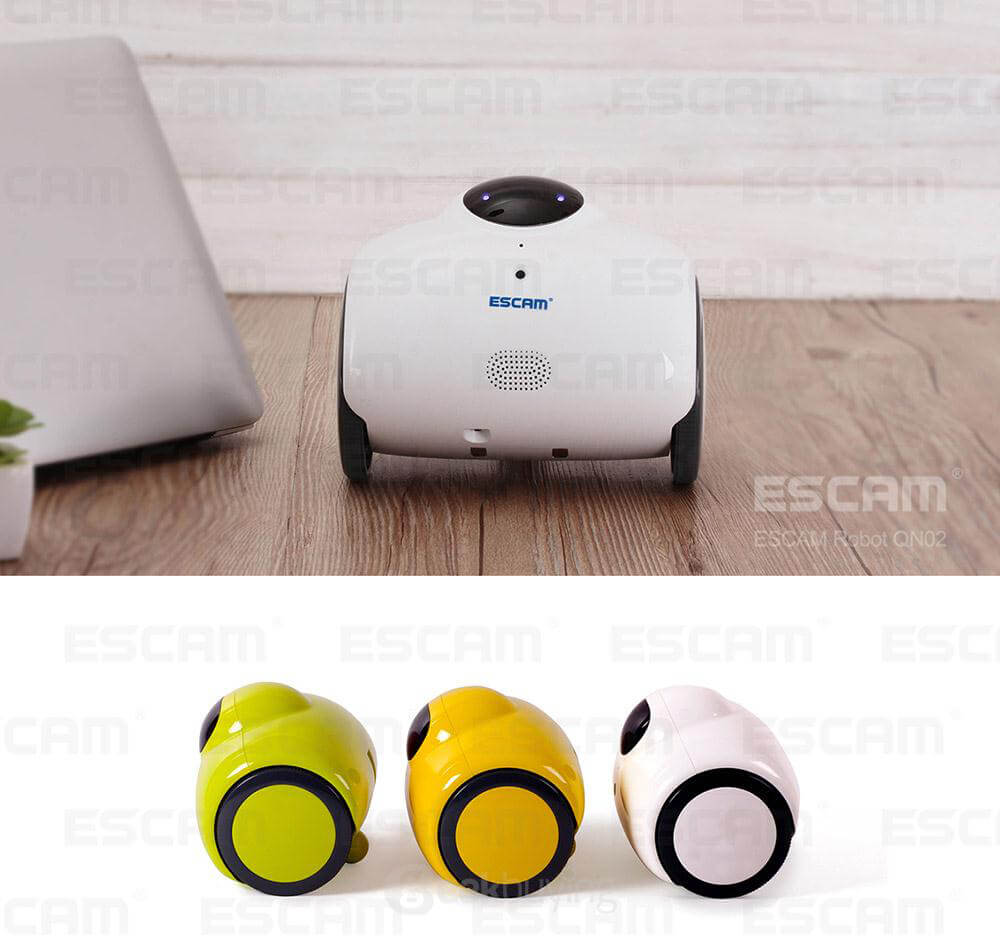 ESCAM Robot QN02 720P WiFi Mobile Camera Touch Interactive Move Laugh Automatically Charge Support Remote Video - White