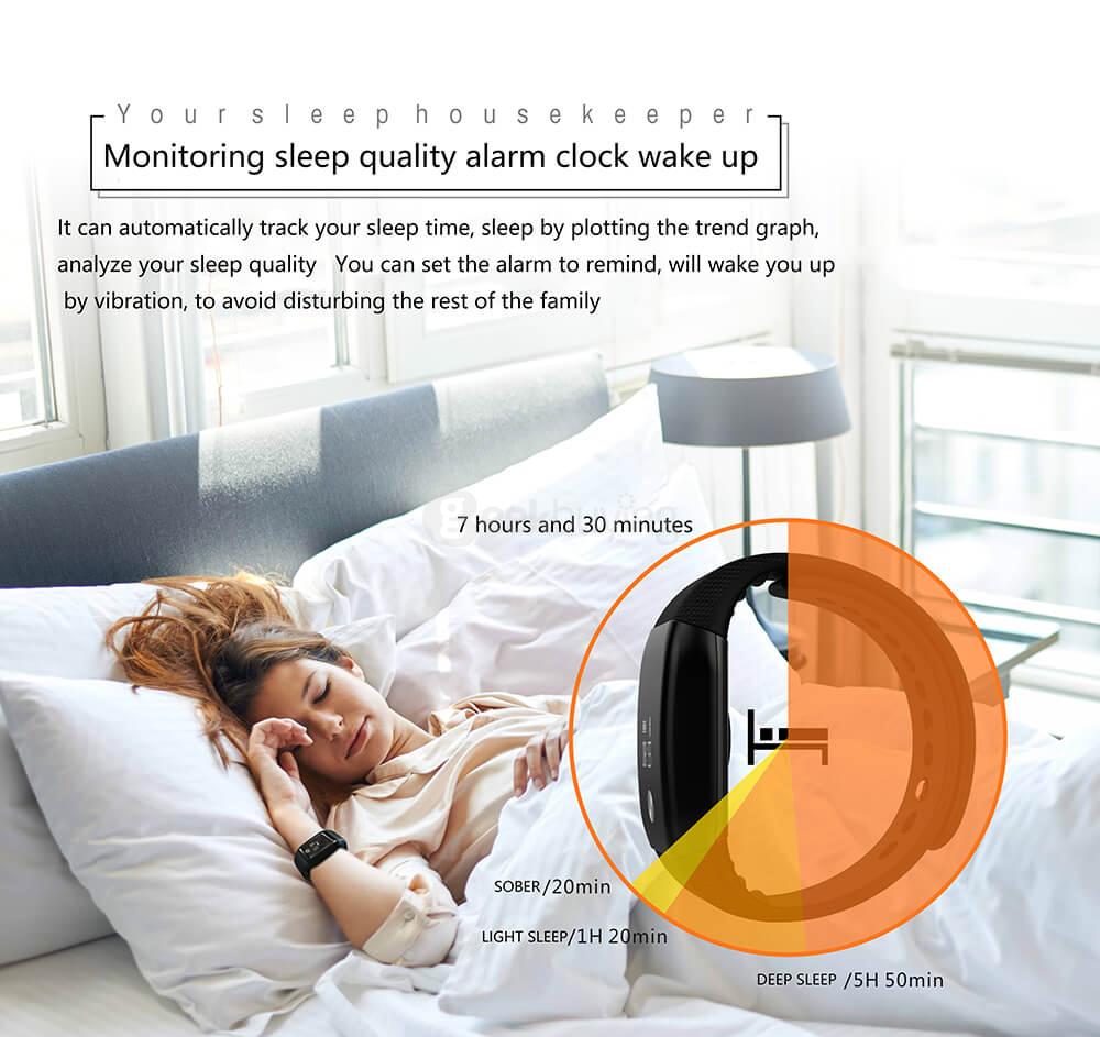 A88+ Bluetooth 4.0 Smart Bracelet Blood Oxygen Heart Rate Sleep Monitor Pedometer Call Reminder for Android iOS - White