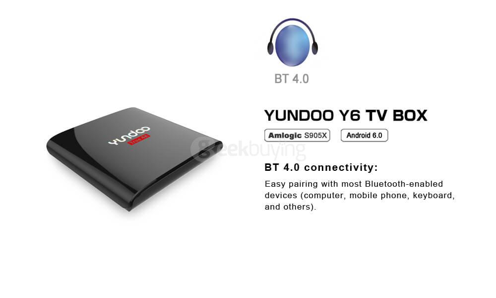 YUNDOO Y6 Android 6.0 Marshmallow Amlogic S905X TV BOX KODI 2G/32G 2.4G/5G WIFI LAN Bluetooth