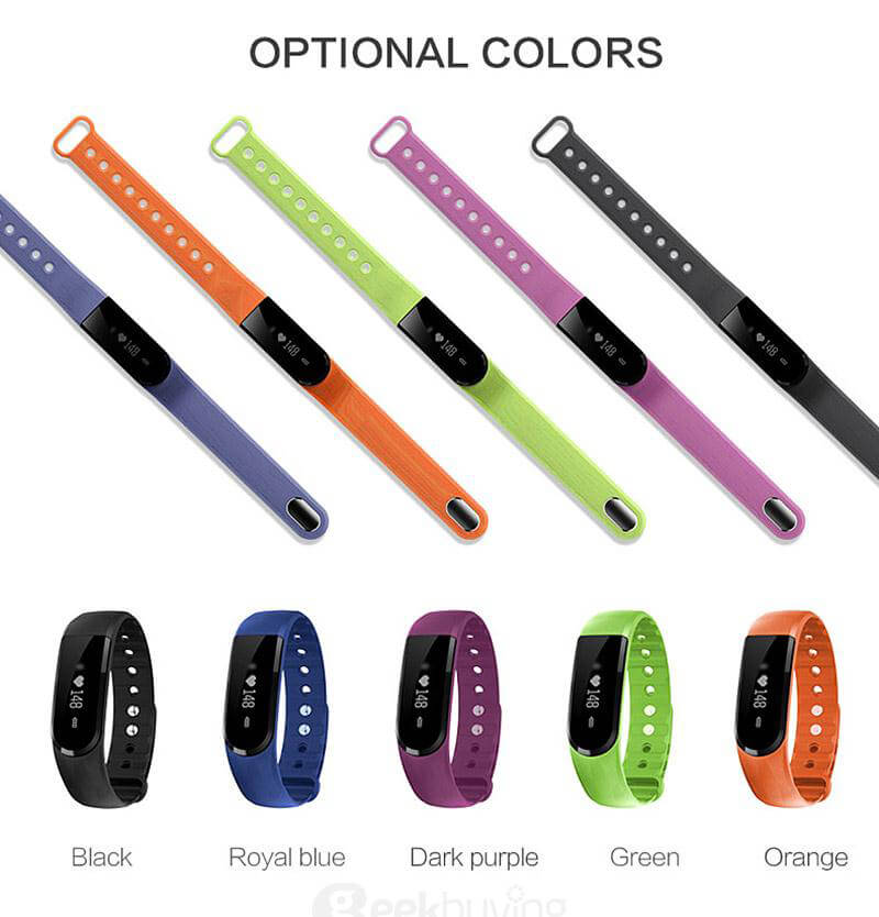 Makibes ID101 Smart Bracelet Bluetooth 4.0 Heart Rate Monitor Pedometer Sleep Tracker Call Reminder Remote Camera Anti-lost for Android iOS - Black