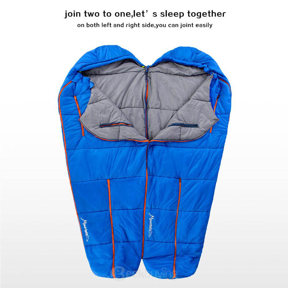 Naturehike Sleeping Bag Human-shaped Portable Warm Cotton Filling for Camping / Traveling - Blue