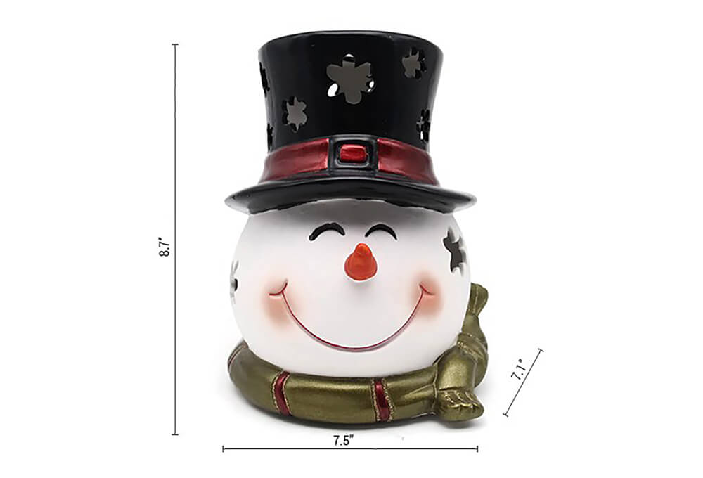 [US 1 Stock] Christmas Decoration Ceramic Snowman Figurine with Battery Operated Glowing LED Night Light