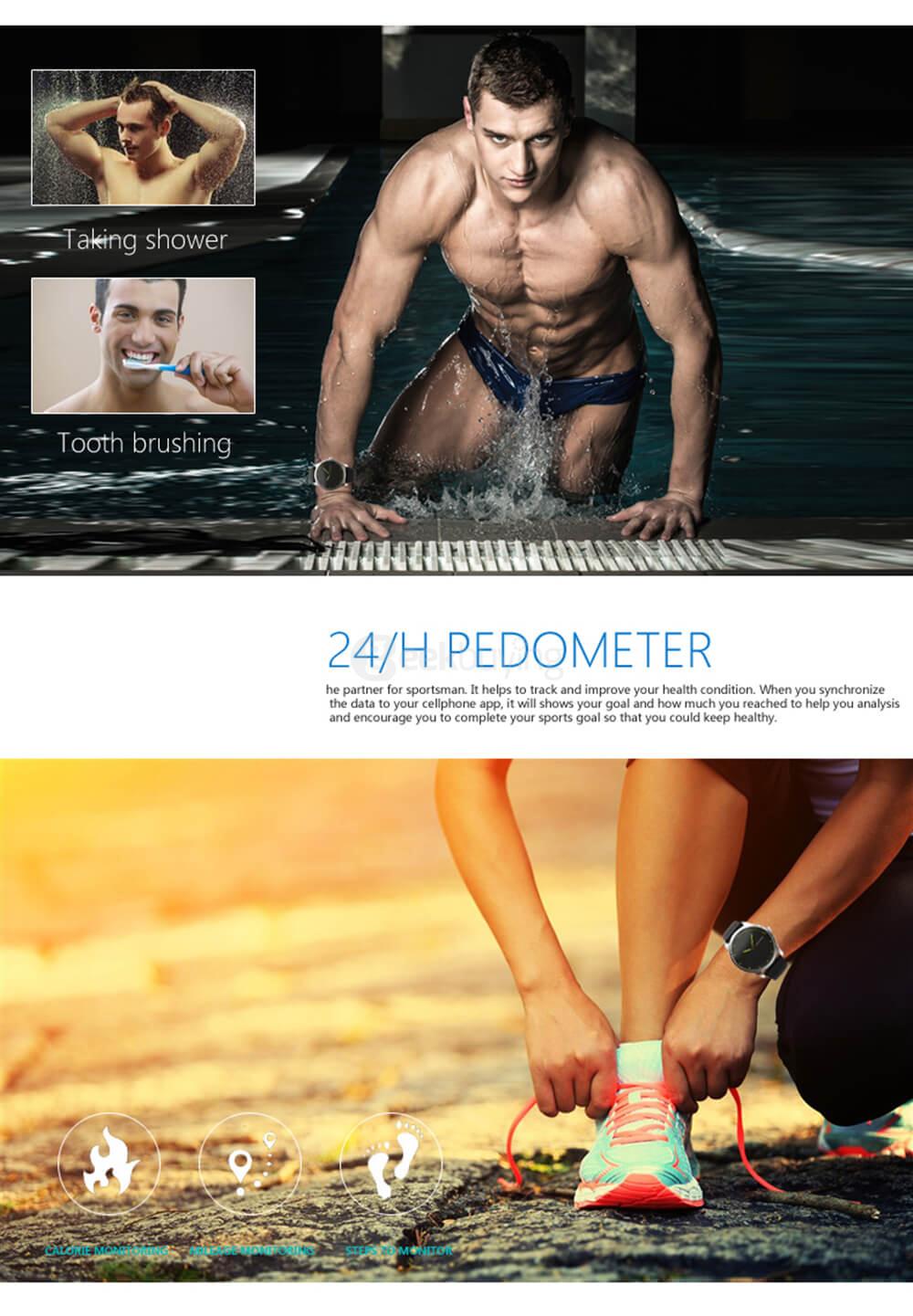 Makibes N20 Bluetooth 4.0 Smart Watch Quartz Movement IP68 Waterproof Sports Fitness Tracker Call Reminder Anti-lost for Android iOS - Silver