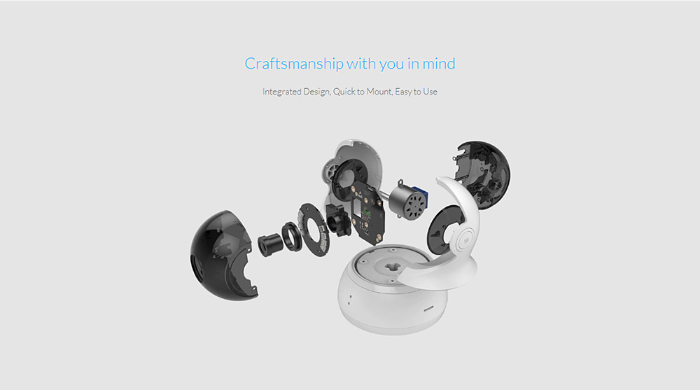 [HK Stock] Official US Edition YI Dome Camera Pan/Tilt/Zoom Wireless IP Security Surveillance System 720p HD Infrared Night Vision WiFi Camera - White