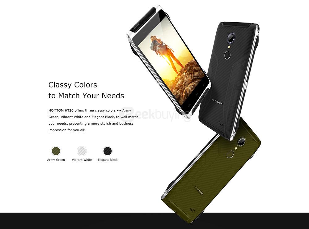 [HK Stock]HOMTOM HT20 IP68 Waterproof 4.7inch HD Android 6.0 4G LTE Rugged Phone MT6737 Quad Core 1.3GHz 2GB 16GB 13.0MP TOUCH ID OTG Hotknot - Green