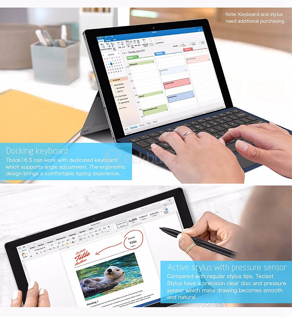 Teclast Tbook 16S 2in1 Tablet PC 11.6 inch Dual OS Windows 10 + Android 5.1 4GB/64GB Intel Cherry Trail X5 Z8300 Quad Core 1.84GHz IPS 1920*1080 - Gray