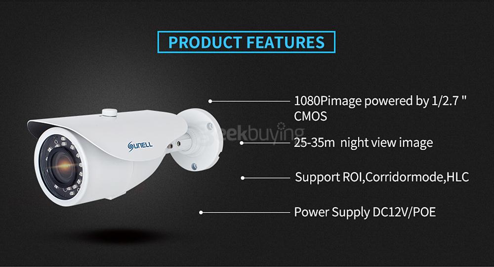 SUNELL E1ZM 1080P Network IR Bullet Camera IP66 Waterproof H.264 Compression Camera