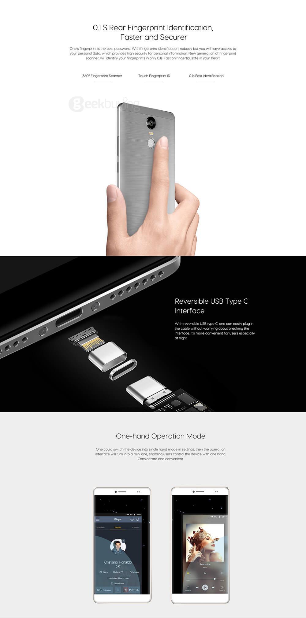 [HK Stock]Bluboo Maya Max 6.0inch HD 4G VOLTE Android 6.0 Smartphone 64bit MT6750 Octa Core 3GB 32GB 5.0MP 13.0MP 4200mAh Touch ID Type-C - Gray