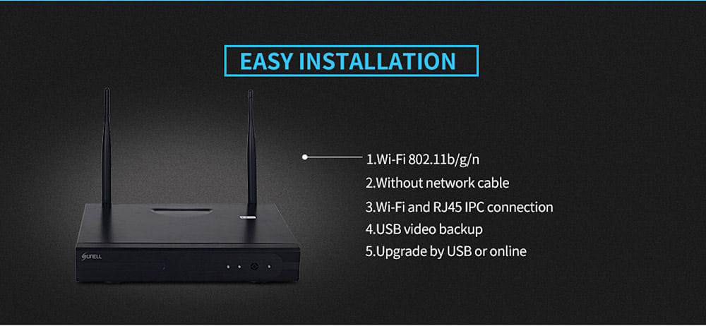 Sunell EA-9229X 4CH 720p WiFi Video Security System Kit 3D NR with Low Noise IP66 Waterproof