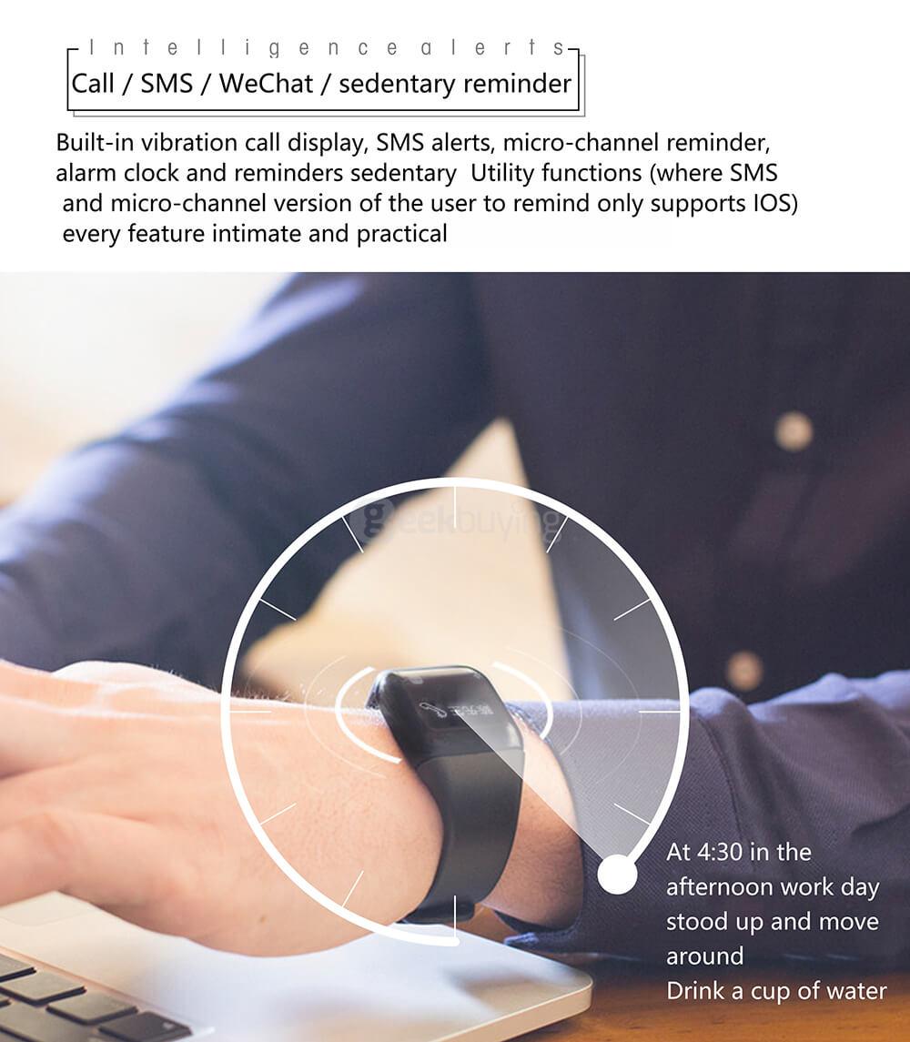 A88+ Bluetooth 4.0 Smart Bracelet Blood Oxygen Heart Rate Sleep Monitor Pedometer Call Reminder for Android iOS - White