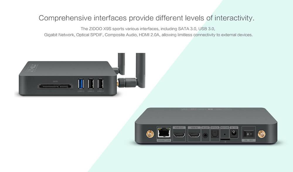 [Spain Stock] ZIDOO X9S Realtek RTD1295 Android 6.0 OpenWRT(NAS) TV BOX 2G/16G AC WIFI 1000M LAN HDR USB3.0 HDMI in SATA Bluetooth Media Player