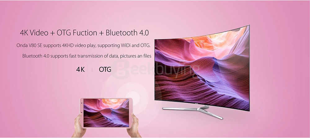 Onda V80 SE Tablet PC 8.0 inch Android 5.1 2GB/32GB Allwinner A64 1.3Ghz Quad Core IPS Screen 1920*1200 - Pink