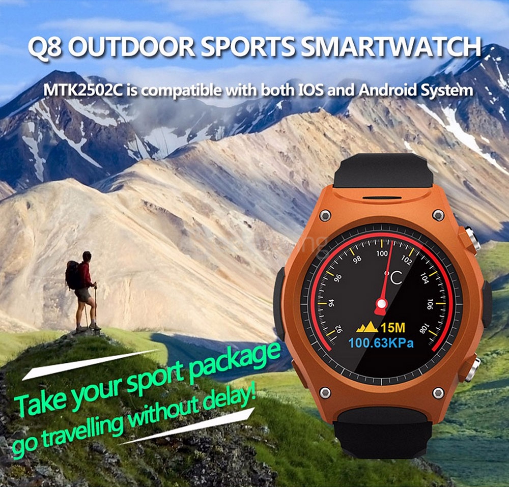 Mifree Q8 Bluetooth 4.0 Smart Watch MTK2502C Heart Rate Monitor Activity Tracker Temperature Measurement Remote Camera For iOS Android - Black