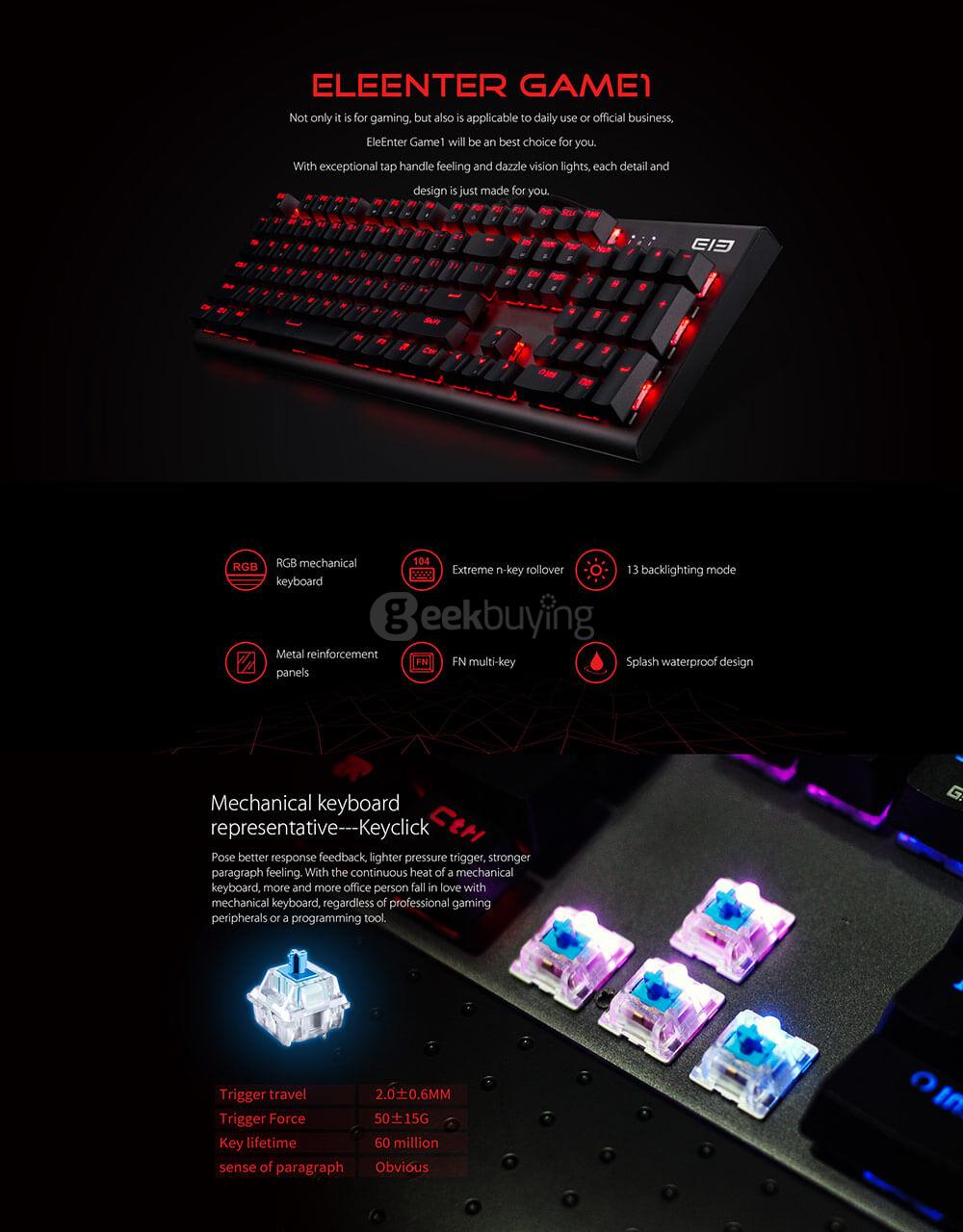 Elephone ELE EleEnter Gaming Mouse + EleEnter Game1 Gaming Mechanical Keyboard (US Standard)
