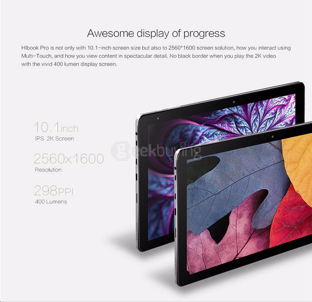 [Spain Stock] CHUWI HiBook Pro 2in1 Tablet Intel Cherry Trail Z8300 10.1 inch Dual OS Windows 10 + Android 5.1 4GB/64GB Quad Core 1.84GHz 2560*1600 OGS IPS Screen Type-C - Gray