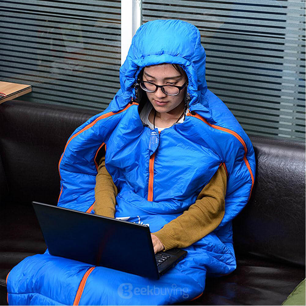 Naturehike Sleeping Bag Human-shaped Portable Warm Cotton Filling for Camping / Traveling - Blue