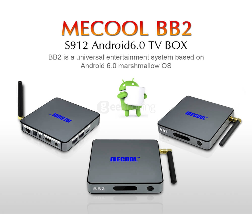 [Spain Stock]MECOOL BB2 Android 6.0 Amlogic S912 Octa Core KODI 17.0 Preinstalled TV BOX 2G/16G 802.11AC WIFI Bluetooth 1000M LAN OTA Upgrade