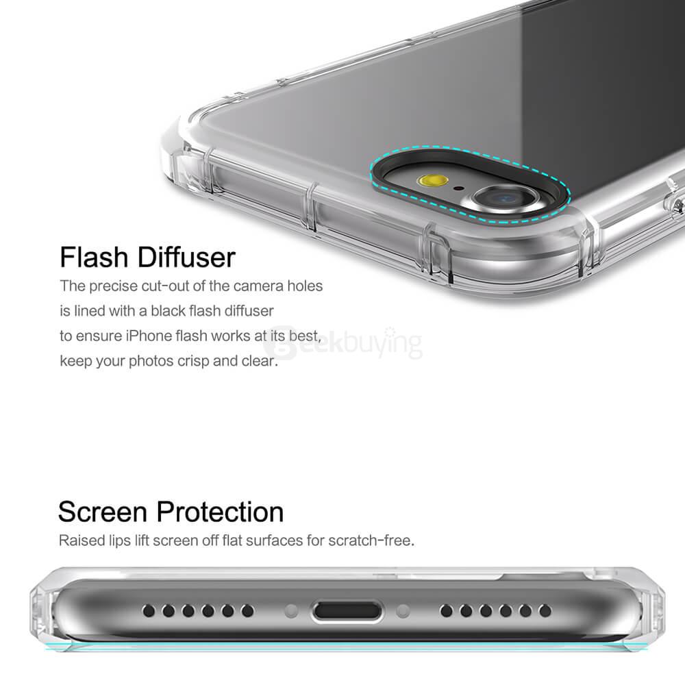ROCK Fence Series Ultra-thin TPU Soft Case Shockproof Drop-resistance Back Cover For iPhone 7 Plus - Transparent