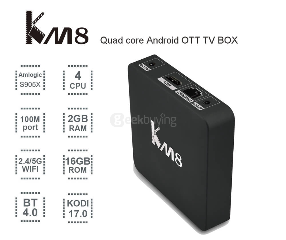 Bundle KM8 Amlogic KODI 17.0 S905X Android 4K TV Box 2G/16G 802.11AC WIFI LAN Bluetooth + Tronsmart TSM01 EN Air Mouse