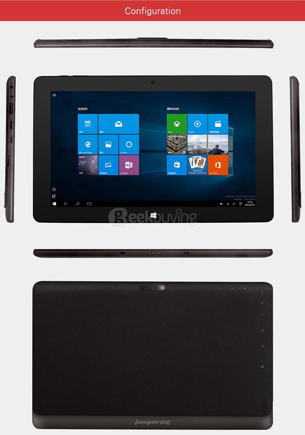 Jumper EZpad 4SE 2in1 Tablet 10.6 inch Dual Boot Windows 10 + Android 5.1 2GB/32GB Intel Z3735F Quad Core 1.83GHz IPS 1366*768 - Black