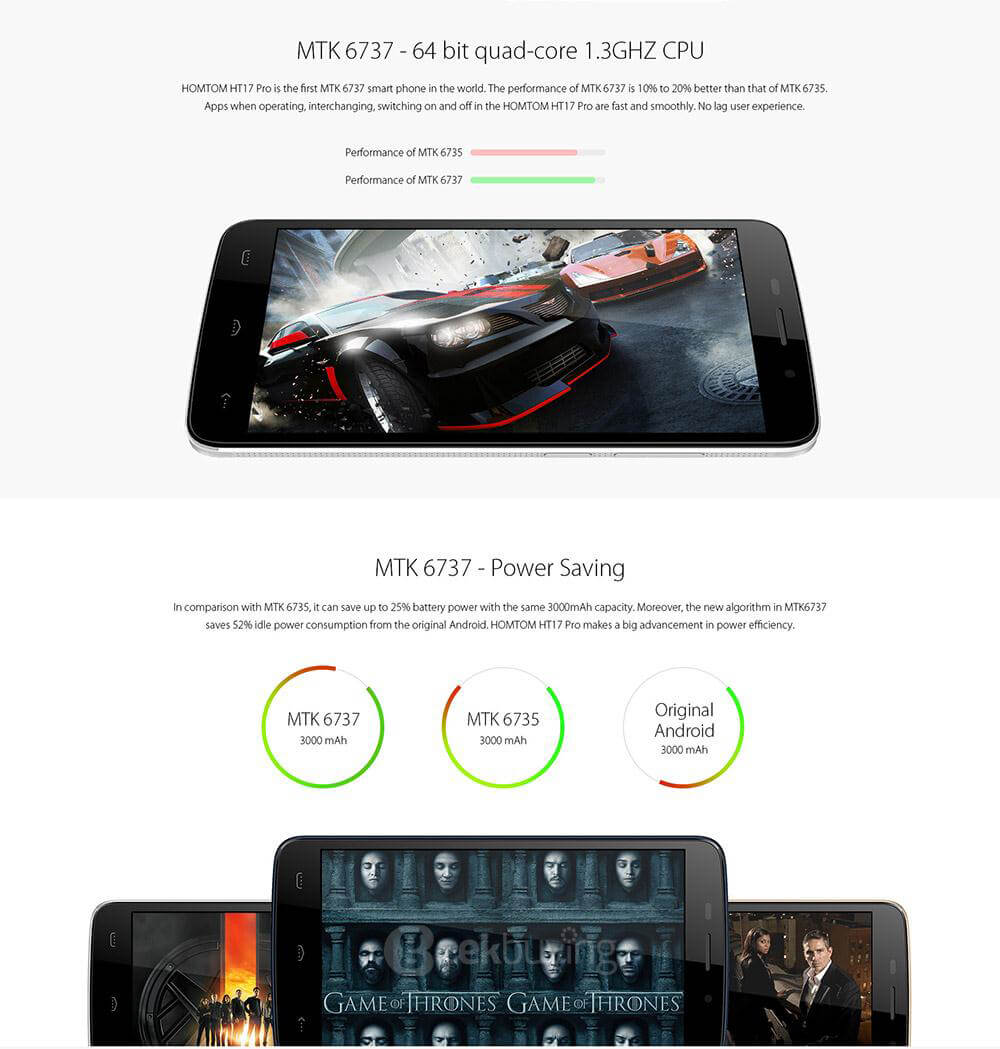 [HK Stock]HOMTOM HT17 Pro 5.5inch HD Android 6.0 4G LTE Smartphone MT6737 Quad Core 2GB RAM 16GB ROM 13.0MP Touch ID OTG Hotknot - Dark Blue