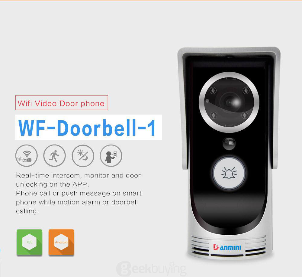 WF-Doorbell-I WIFI Video Door Phone Intercom Doorbell Home Security Camera Monitor Remote Unlock with Night Vision - Silver