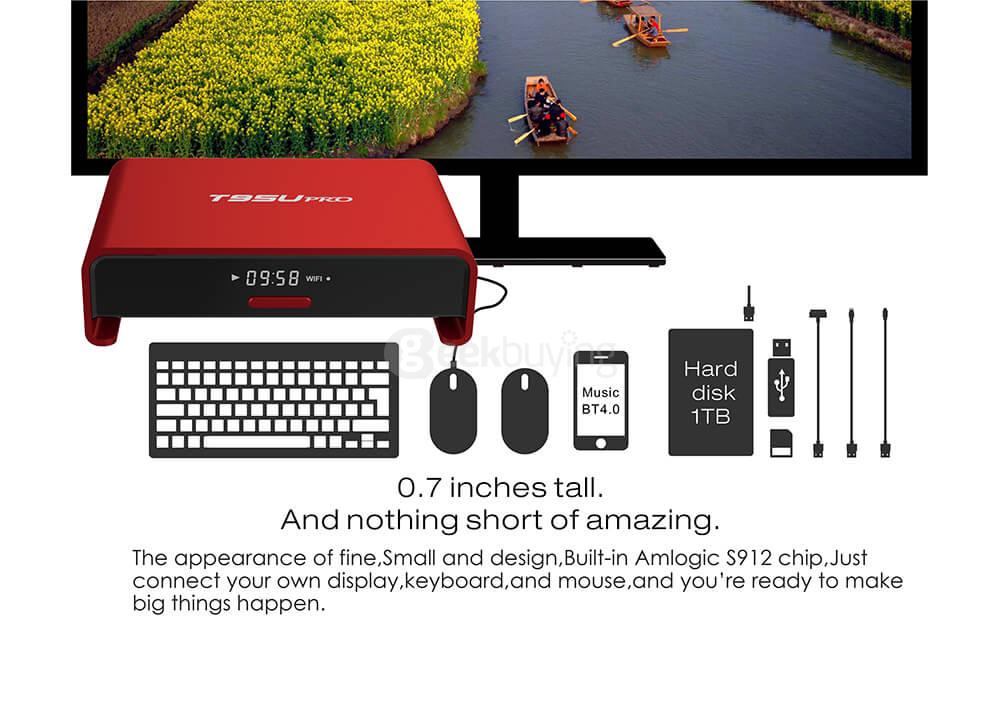 T95U Pro Amlogic S912 Android 6.0 2G/16G TV BOX 2.4G/5G Dual Band WIFI Gigabit LAN Bluetooth KODI LED Display