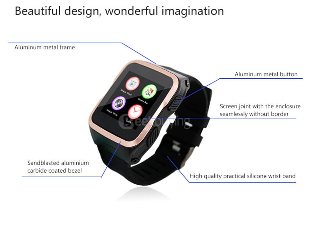 ZGPAX S83 3G Smart Watch Phone Android 5.1 MTK6580 Quad Core 1.3GHz 512MB/8GB 5.0MP Camera WiFi Bluetooth 4.0 GPS - Silver