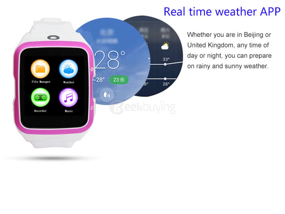 ZGPAX S83 3G Smart Watch Phone Android 5.1 MTK6580 Quad Core 1.3GHz 512MB/8GB 5.0MP Camera WiFi Bluetooth 4.0 GPS - Black