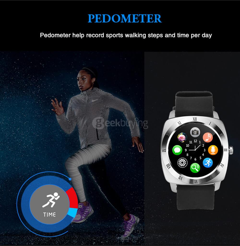 X3 2G Smart Watch Phone Sport Version 1.33 inch MTK6261 Pedometer Sleep Monitor Sedentary Reminder Support SIM TF Card 1.3MP Camera - Silver