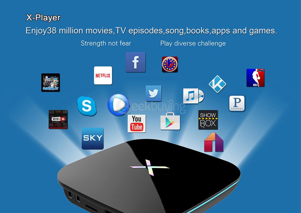 X-Player Android 6.0 Amlogic S912 2G/16G TV BOX 2.4G+5G Dual Band WIFI Gigabit LAN Bluetooth KODI LED Display