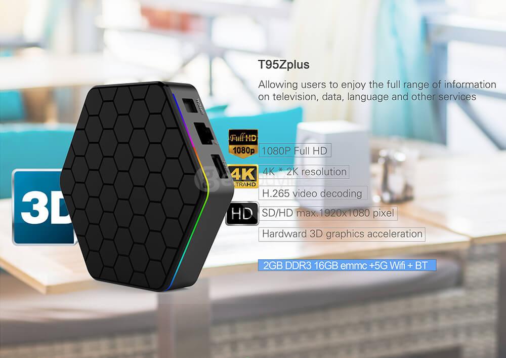 T95Z Plus Amlogic S912 Android 6.0 2G/16G TV BOX 2.4G+5G Dual Band WIFI Gigabit LAN Bluetooth KODI LED Display
