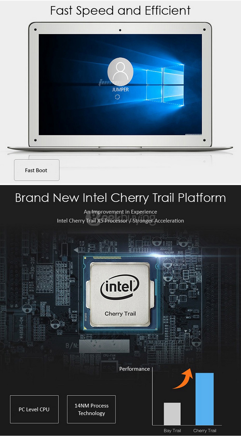 Jumper EZbook 2 Ultrabook Laptop Intel Cherry Trail Z8350 14.1 inch Windows 10 Home 4GB/64GB Quad Core 1.92GHz LED Screen 1920*1080 - Silver