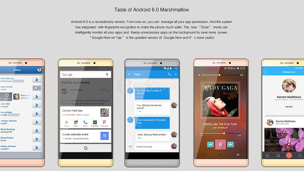 VKWORLD T1 PLUS 6.0inch HD 4G LTE Android 6.0 Smartphone 64-bit MT6735 Quad Core 2GB 16GB 8.0MP 13.0MP Touch ID 4300mAh Fast Charge Gyro - Rose Gold