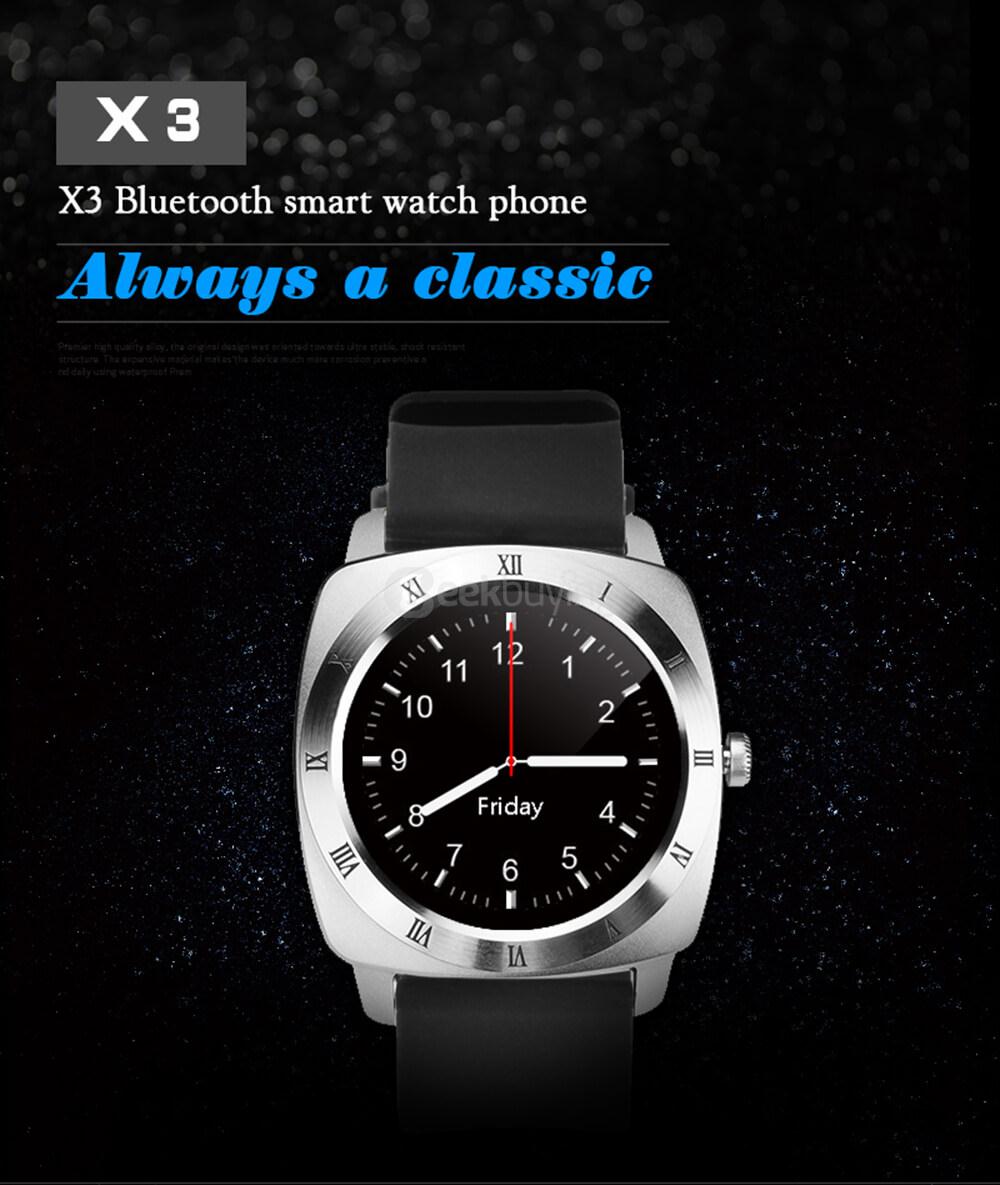X3 2G Smart Watch Phone Sport Version 1.33 inch MTK6261 Pedometer Sleep Monitor Sedentary Reminder Support SIM TF Card 1.3MP Camera - Silver