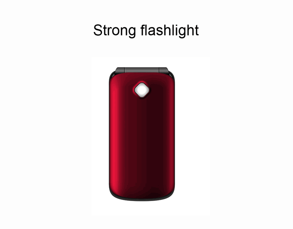 VKworld Diamond Z2 2.4inch TFT Color Display Screen Flip Cover Cellphone Elder People Mobile Phone Big Key Flash Light - Red
