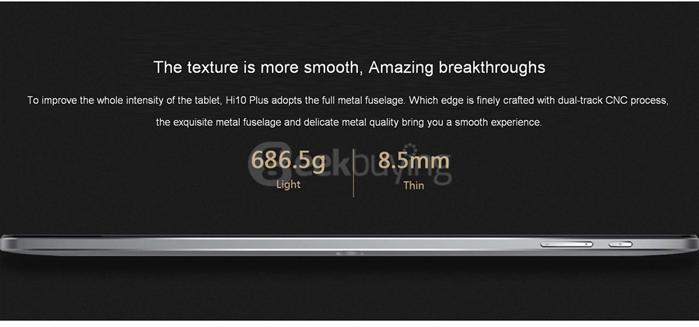 CHUWI Hi10 Plus Tablet PC 10.8 inch Windows 10 + Remix OS 2.0 4GB/64GB Intel Cherry Trail Z8300 Quad Core 1.84GHz IPS 1920*1280 Type-C - Gray